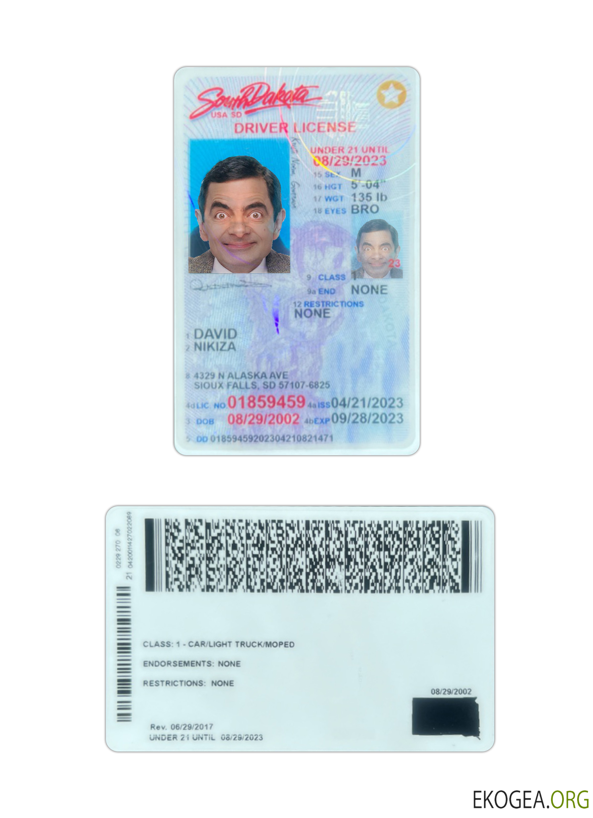 USA South Dakota under 21 driving license 2023 present